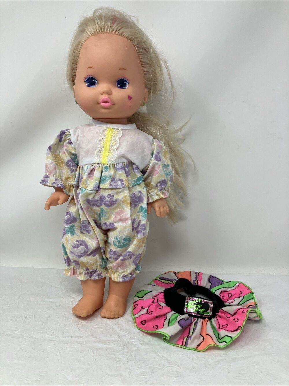 Little Miss Makeup Doll Mattel VTG 1988 Heart On Cheek Pink Striped Dress